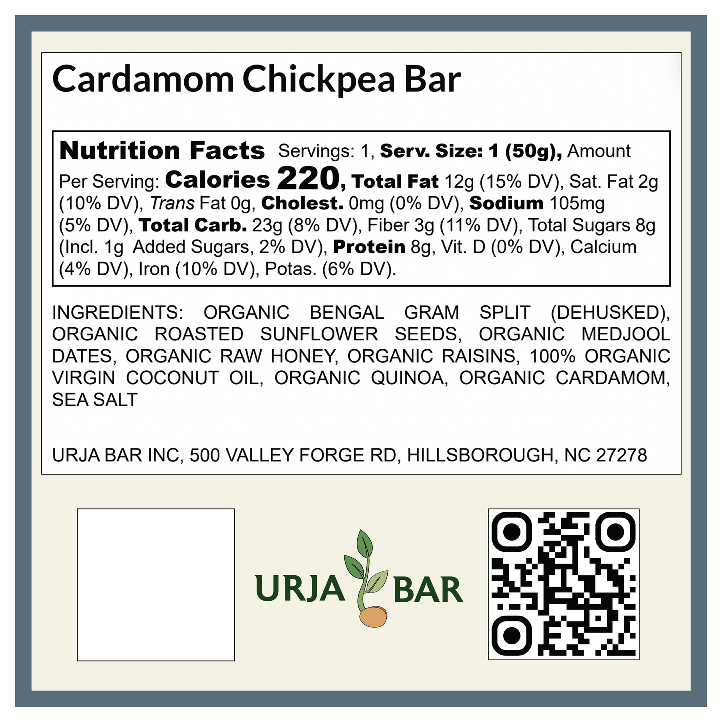 Cardamom Chickpea bar